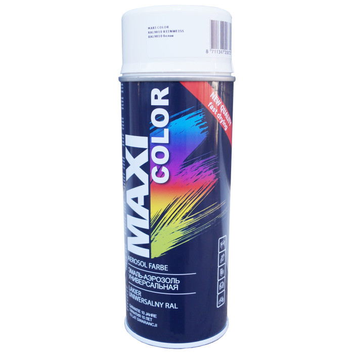 Фарба в балончику MAXI COLOR RAL 9010, біла глянсова