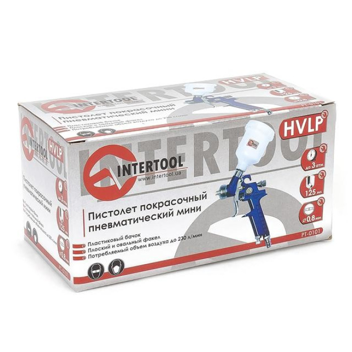 Пістолет фарбувальний міні INTERTOOL HVLP PT-0101 дюза 0,8мм