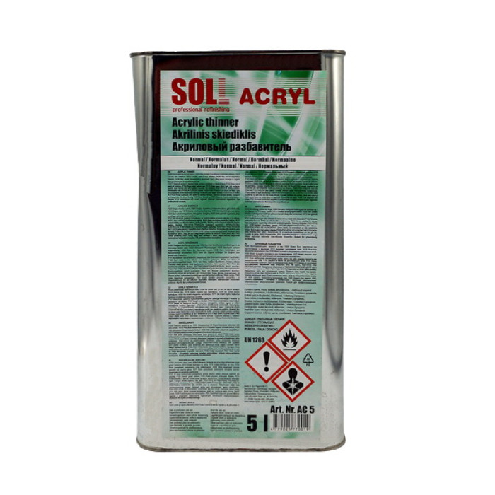 Розчинник акриловий SOLL Acrylic thinner 5л (12шт / уп) ціна за 1 літр