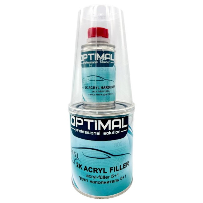 Купити ГГрунт акриловий чорний 0,8л + відп. 0,16л OPTIMAL 2K Acryfiller 5+1 HS (OPS-AF51B-960) в Україні