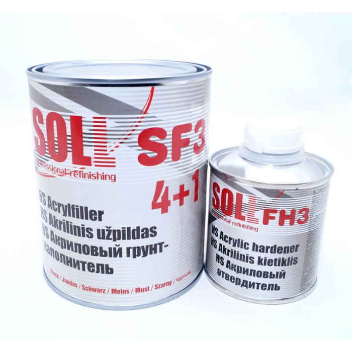 Купити Грунт акриловий SOLL SF3 1л чорний 4+1 із затверджувачем FH3 0,25л (SF3 B1) в Україні