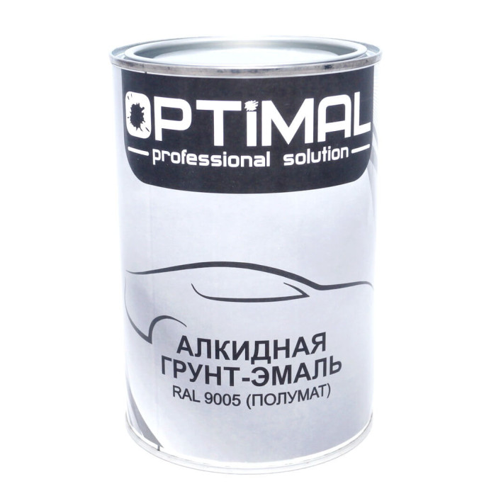 Грунт-емаль алкідна OPTIMAL ч/мат RAL 9005 1л. /2XP/