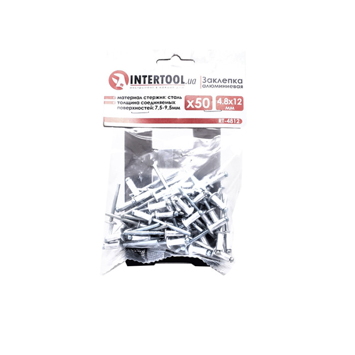Заклепка алюмінієва 4,8x12 мм, упаковка 50 шт INTERTOOL RT-4812 в Україні