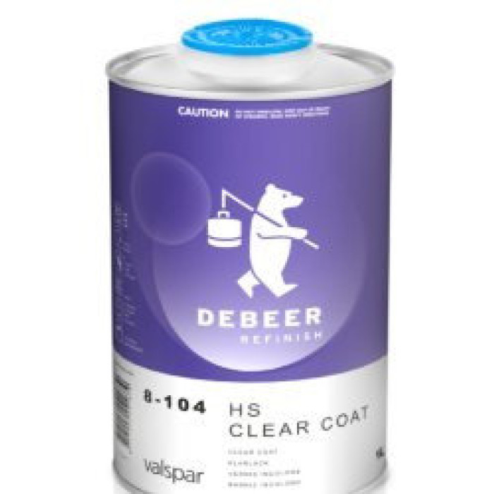 Купити Акриловий лак для авто DEBEER 8-104 HS CLEAR COAT 1л з отворювачем в комплекті в Україні