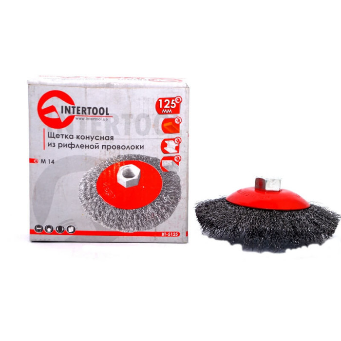 Щітка конусна з рифленого дроту INTERTOOL 125 мм М14