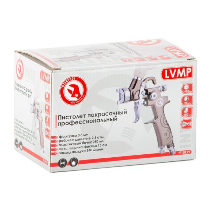 Пістолет фарбувальний міні INTERTOOL LVMP PT-0129 дюза 0.8мм (в/б 250 мл)