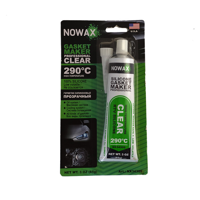 Герметик силіконовий темп.стійкий NOWAX NX34309 +290* С 85гр Прозорий