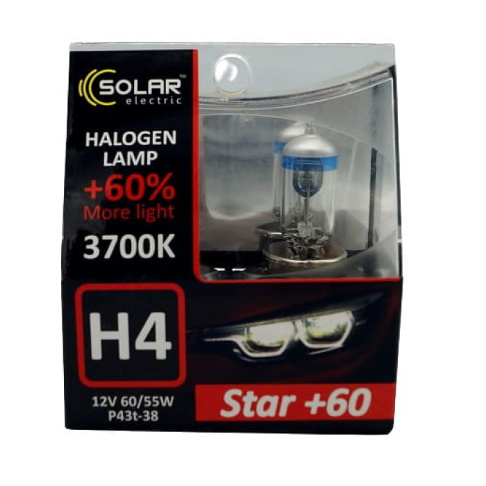 Купити Галогенова лампа Solar H4 12V 60/55W P43t-38 в Україні