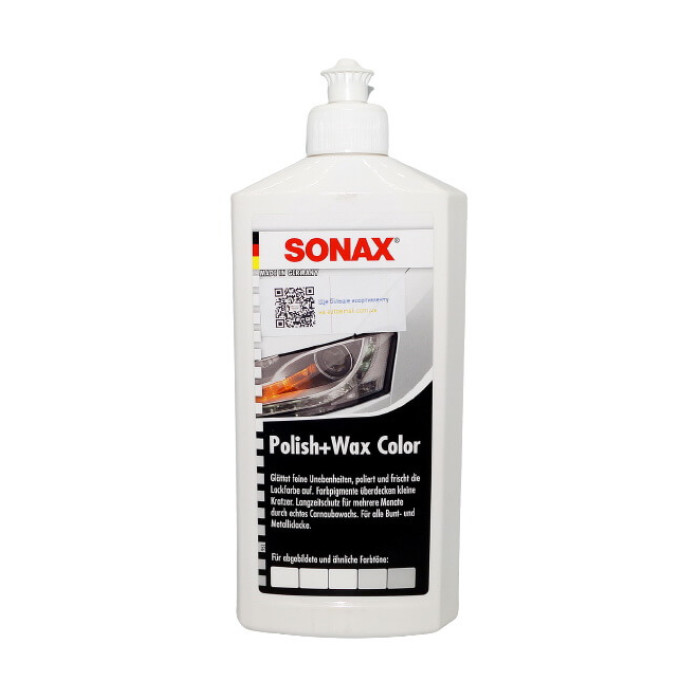 Поліроль тефлон з воском SONAX Polish + Wax 500мл (Біла)