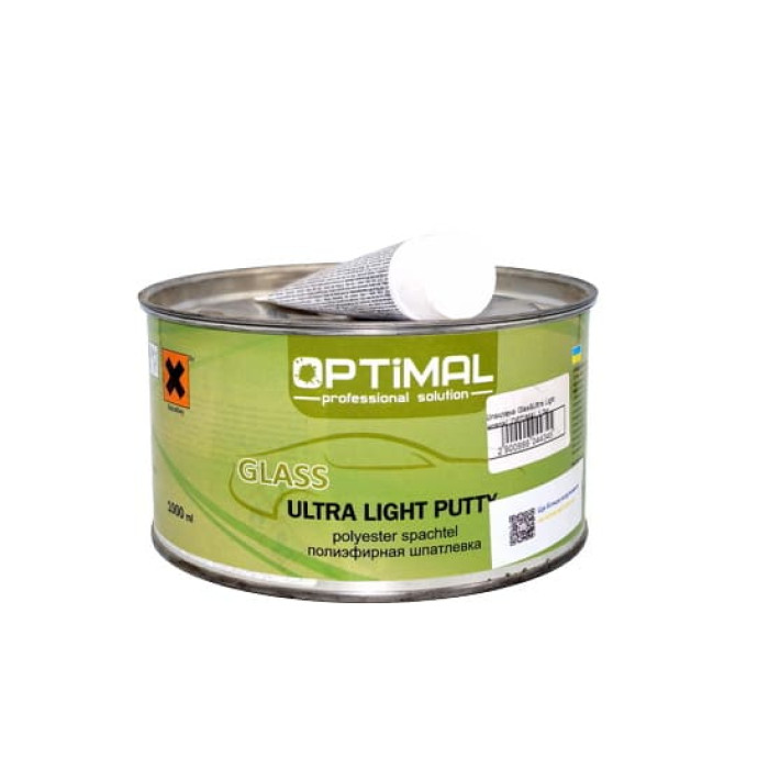 Купити Шпаклівка зі скловолокном поліефірна OPTIMAL Glass & Ultra Light, 1 кг в Україні