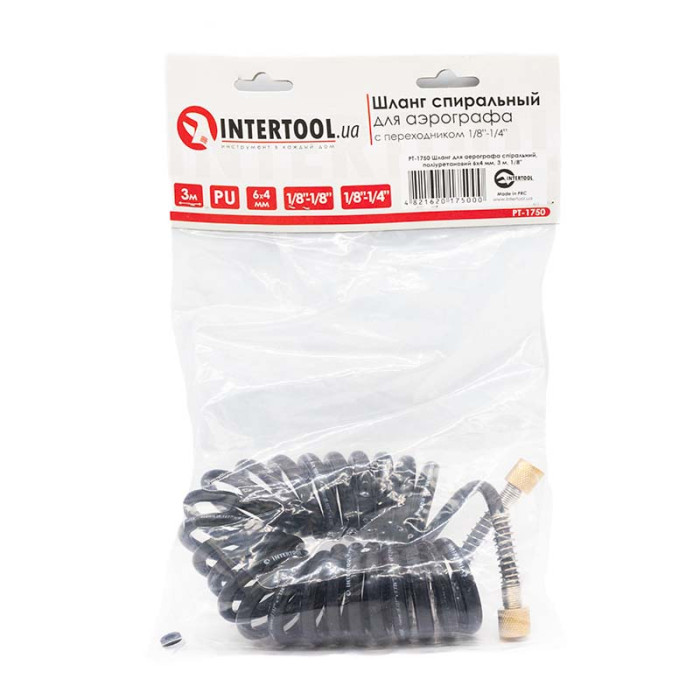 Купити Шланг для аерографа, поліуретановий 6*4 мм, 3 м, 1/8'-1/8' INTERTOOL PT-1750 в Україні