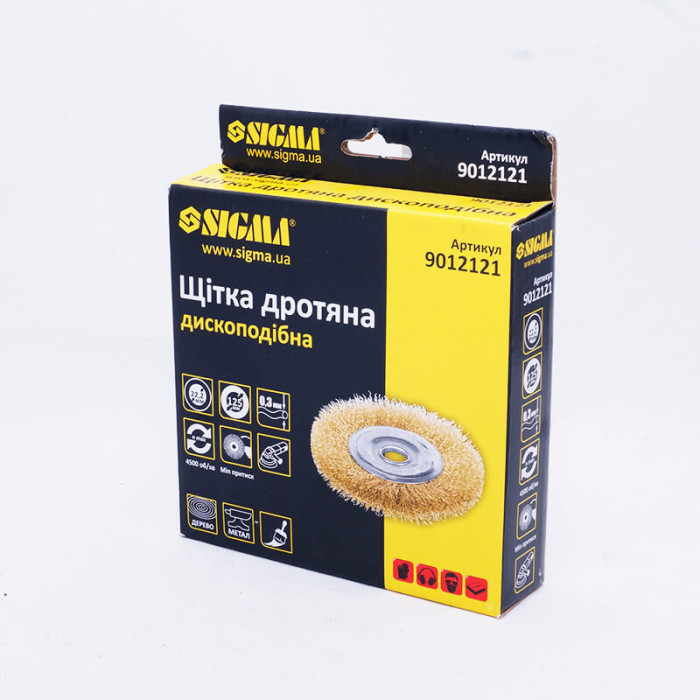 Купити Щітка дротяна дископодібна Sigma 9012121, 125мм (латунь) в Україні