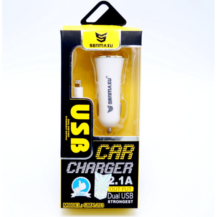 Купити Зарядний пристрій MICROUSB 2В1 SENMAXU SMX-203 CAR CHARGER (2 USB/2.1A) в Україні