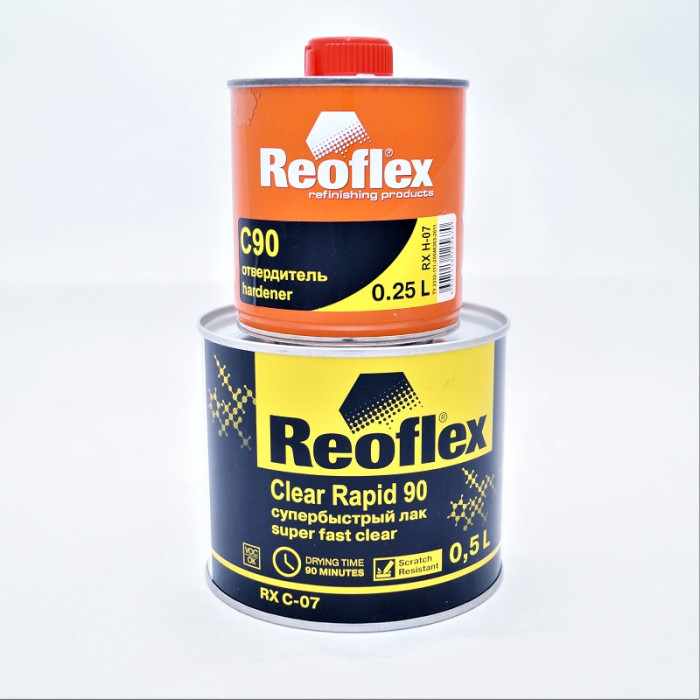 Купити Лак супершвидкий, 0,5л + затверджувач C90 (0,25 л) Reoflex (RX C-07/500/H-07/250) в Україні