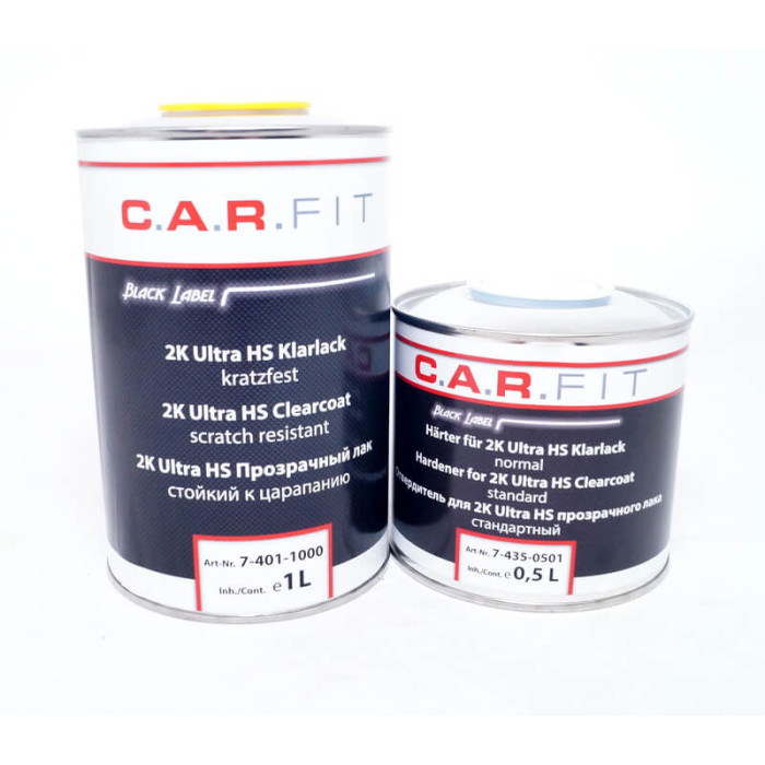 Купити Лак стійкий до подряпин, прозорий CARFIT 2K Ultra HS з затверджувачем в комплекті, 1л + 0,5 л в Україні.