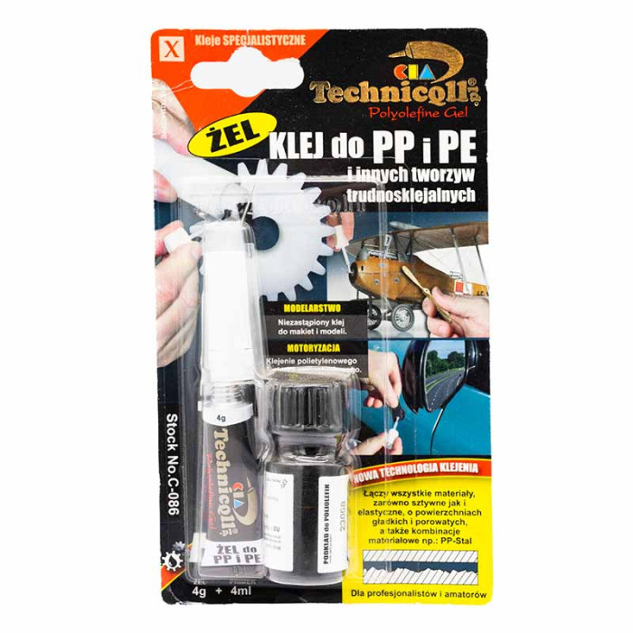 Клей Technicqll для пластмаси РР, РЕ, РТFE 4g + 4ml