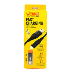 Кабель USB VOIN Lightning 3A 2м Quick Charge чорний (CC-4202L BK)