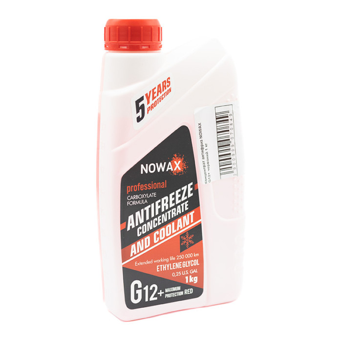 Купити Антифриз Nowax концентрат G12 (NX01009) -38 °С 1 кг червоний в Україні.