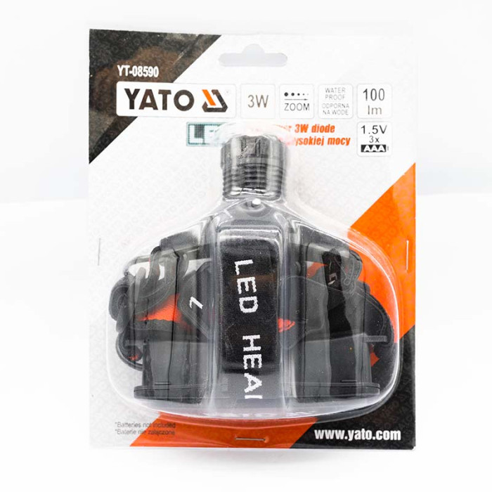 Купити Ліхтар налобний 3 Вт YATO YT-08590 в Україні