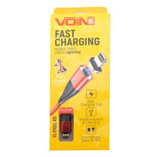 Кабель магнітний VOIN USB - Lightning 3A, 2m, червона (швидка зарядка/передача даних)