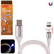 Кабель магнітний VOIN USB - Type C 3A, 1м, кольорова (швидка зарядка/передача даних)