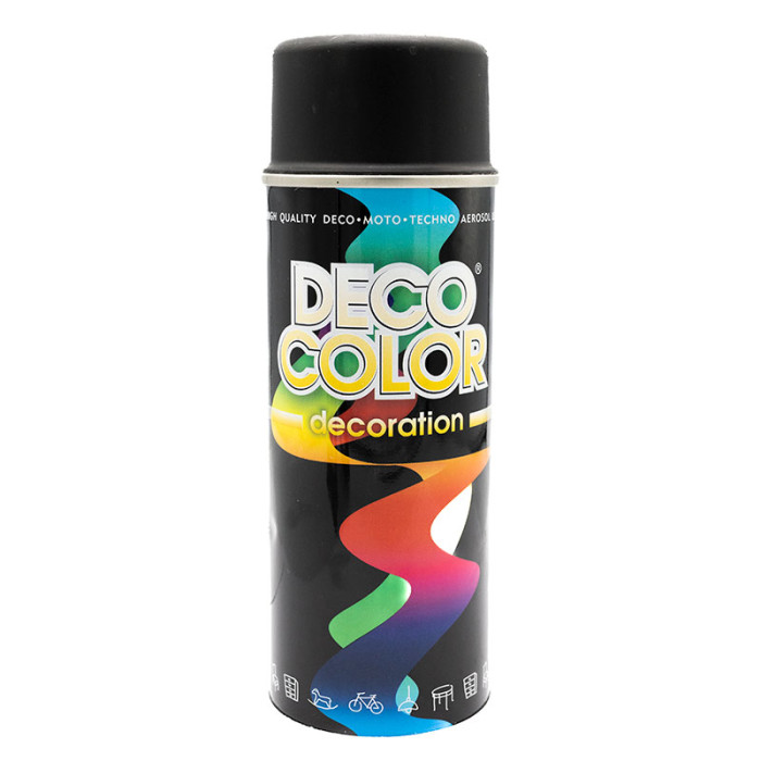 Купити Фарба декоративна для авто в аерозолі Deco Color чорна матова 400 мл в Україні