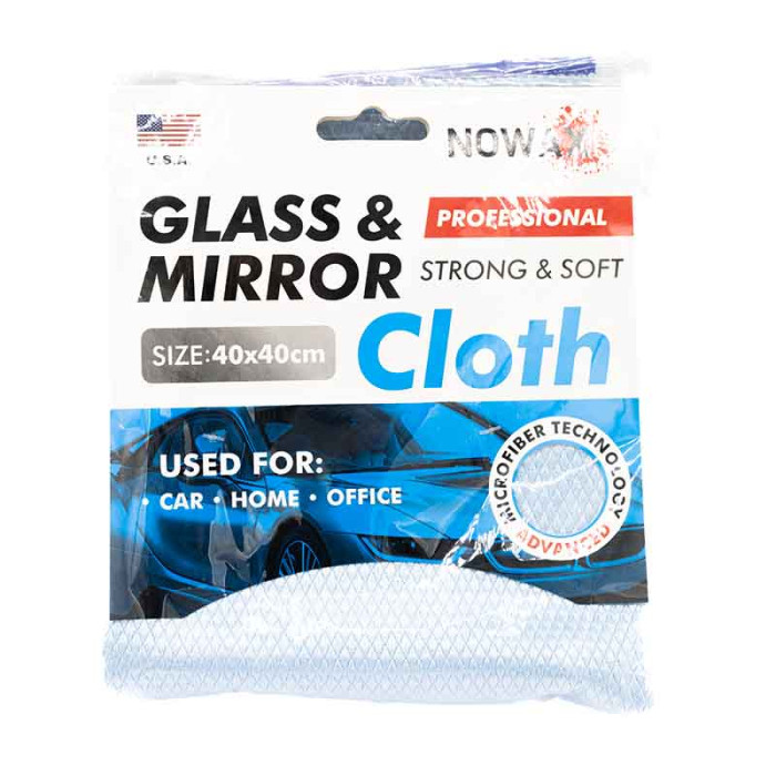 Купити Ганчірка з мікрофібри для скла, 'For Glass & Mirror' NOWAX, 40x40см, синя в Україні