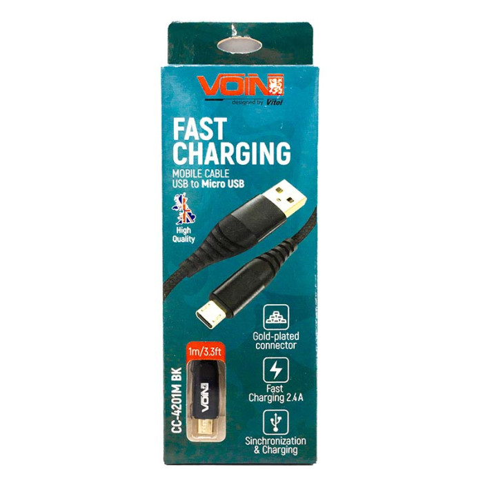 Купити Кабель VOIN USB-USB 3A, 1м чорний (арт. CC-4201M BK) в Україні