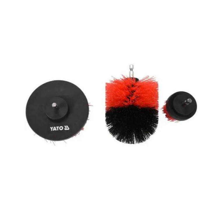Щітка для хімчистки салону, з нейлоновим ворсом, до дрилі YATO, набір - 3шт.