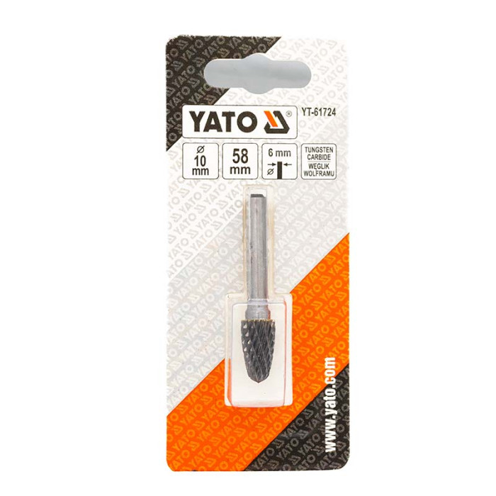 Фреза конусна YATO d-10*15/18мм, хвостовик d-6 (заокруглена)