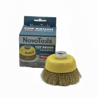 Щітка чашкова з рифленого дроту NovoTools 75 мм М14 (латунь) арт. NTWB7514BC