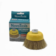 Щітка чашкова з рифленого дроту NovoTools 85 мм М14 (латунь) арт. NTWB8514BC