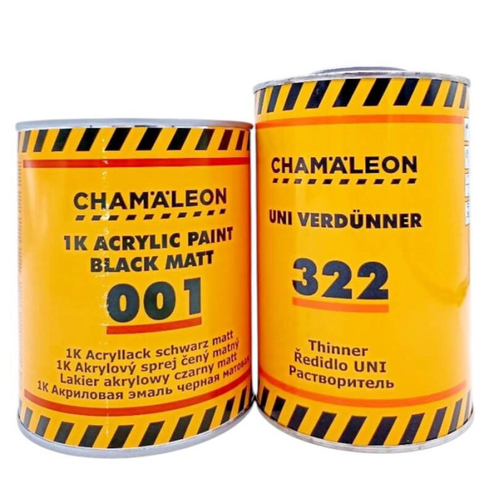 Купити Фарба акрилова CHAMALEON 001 1K чорна матова 1л + розчинник в Україні