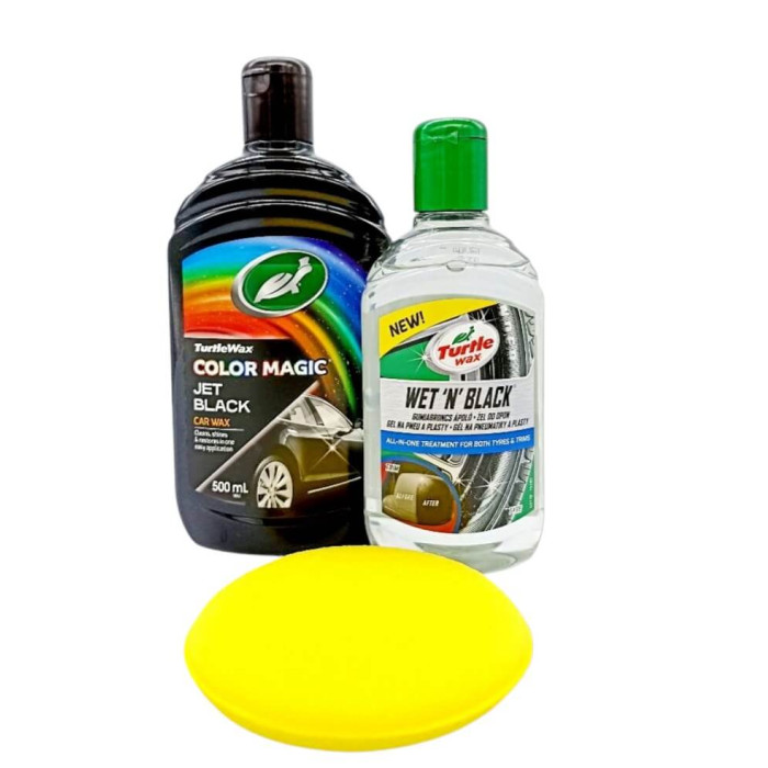 Купити Набір відновлення ЧОРНОГО кольору Turtle Wax (поліроль для кузова + для пластику та гуми + аплікатор) в Україні