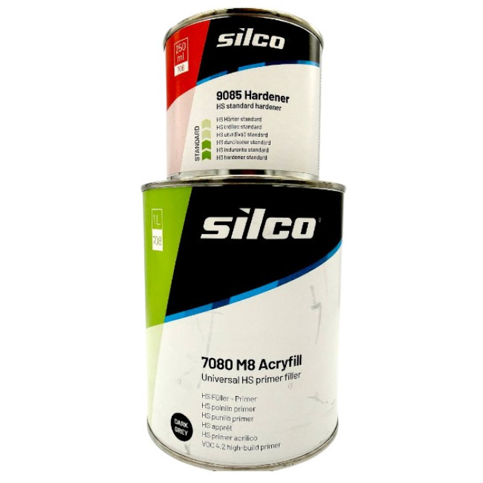 Купити Грунт акриловий Темно-сірий Silco 7080 HS M8 4+1, (1л.+затв. 9085 0,25л.) в Україні