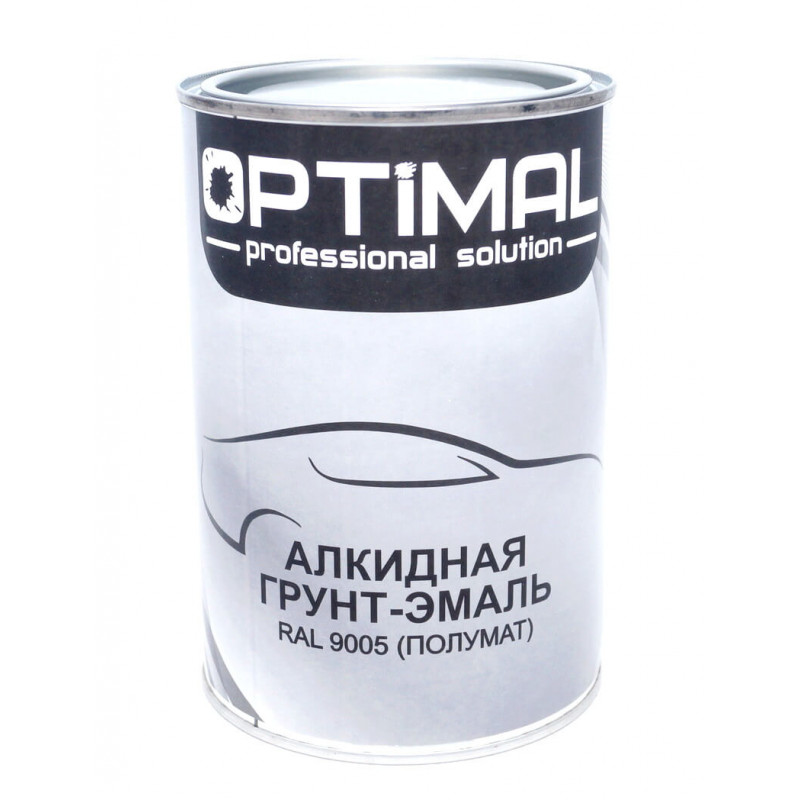 Алкидная грунт-эмаль OPTIMAL OPS-RAL 9005 1л, черная полуматовая