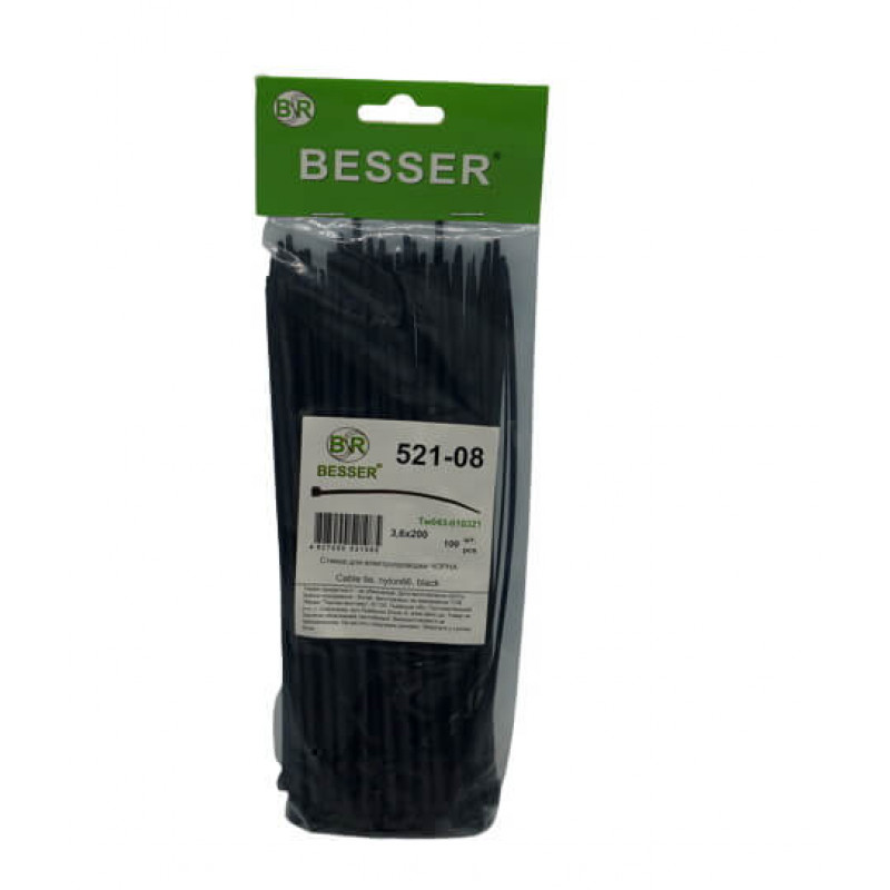 Хомути пластикові чорні 3,6*200(100шт) BESSER